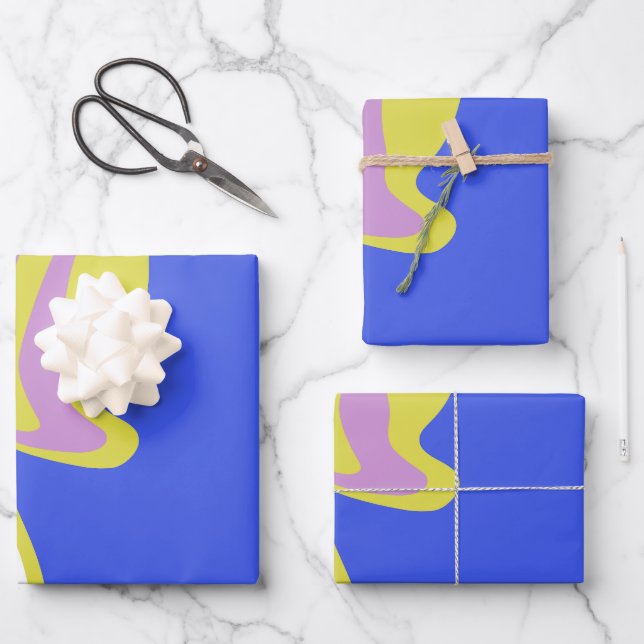 Curved Flowing Lines in a Layered Abstract Pattern Geschenkpapier Set (Vorderseite)