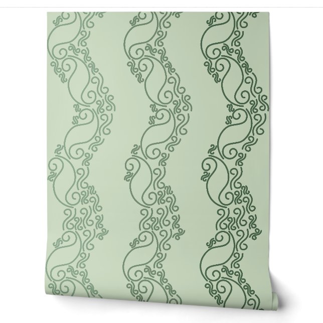 Curved Ombre Stripes - Green Tapete (Abrollen)