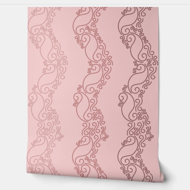 Curved Ombre Stripes - Rosy - Pink Tapete (Abrollen)