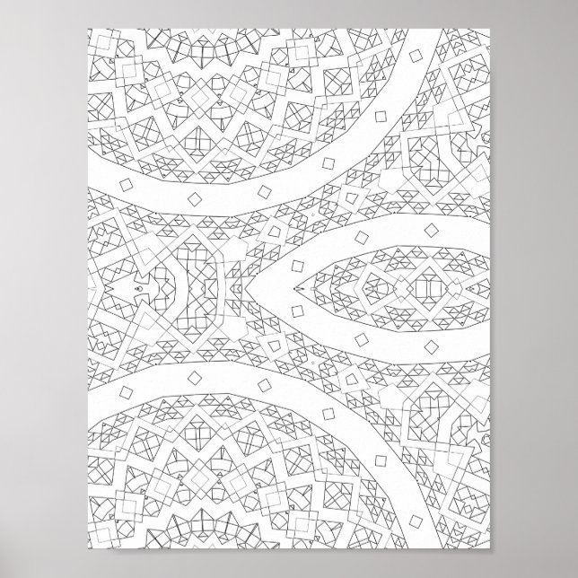 Curved Path Geometric Pattern Coloring Page Art Poster (Vorne)