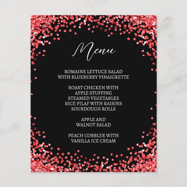 Curved Red Glitter Black Menu (Vorderseite)
