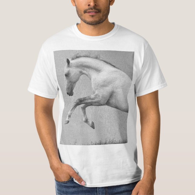 Curvet Horse Template Mens Moderne weiße Tiere T-Shirt (Vorderseite)