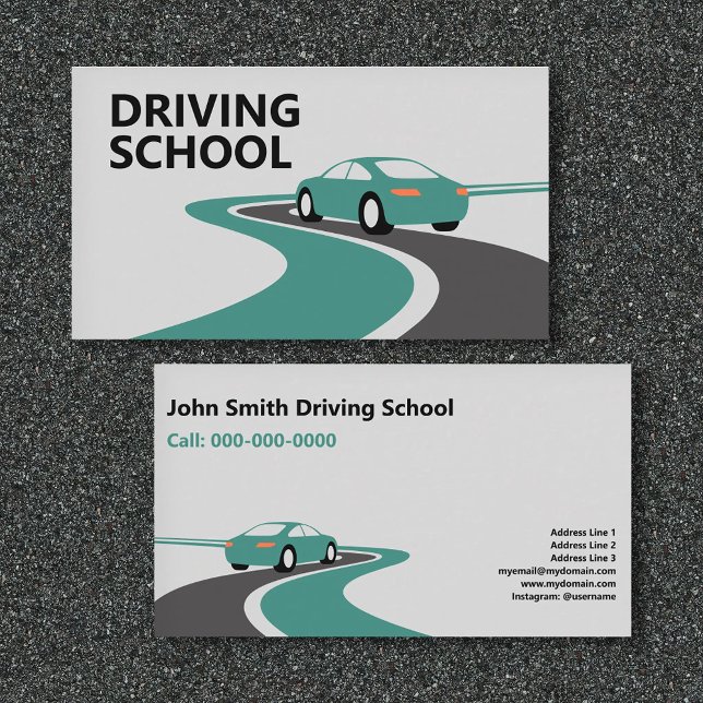 Curving Road - Driving School Visitenkarte (Curving Road - Driving School Business Card)