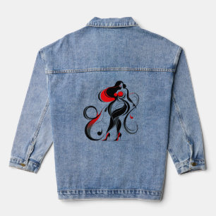 Curvy Abstrakte Silhouette Art Jeansjacke