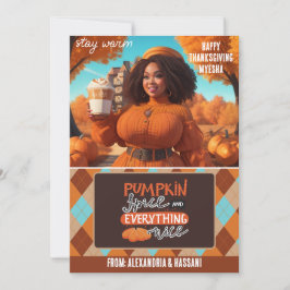 Curvy Black Woman Pumpkin Spice Kartenhalter Einladung