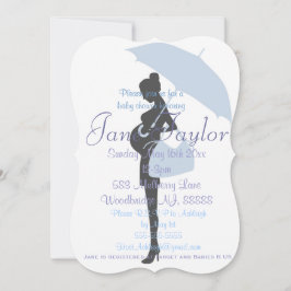 Curvy Blue Silhouette Babydusche Einladungen