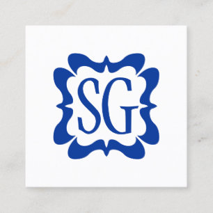 Curvy Box 02 - Initials - Navy Blue Quadratische Visitenkarte
