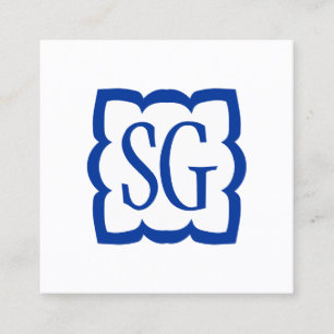Curvy Box 03 - Initialen - Marineblau Quadratische Visitenkarte
