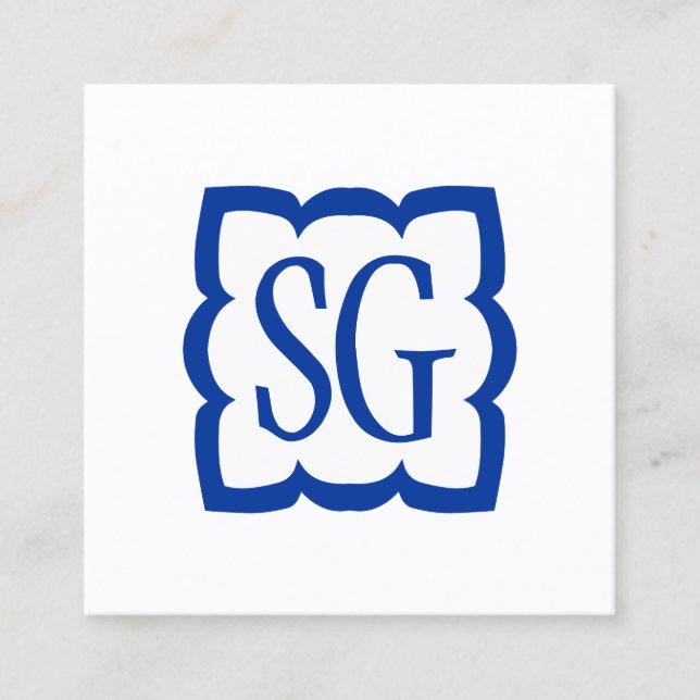 Curvy Box 03 - Initials - Navy Blue Quadratische Visitenkarte (Vorderseite)