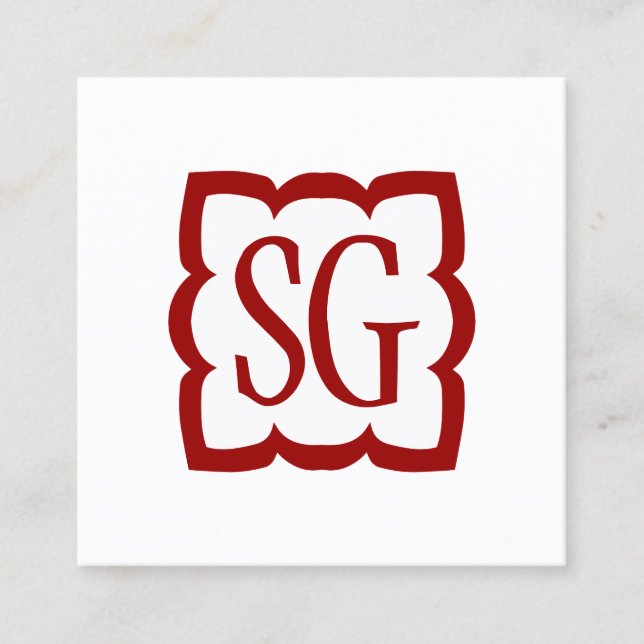 Curvy Box 03 - Initials - Ruby Red Quadratische Visitenkarte (Vorderseite)