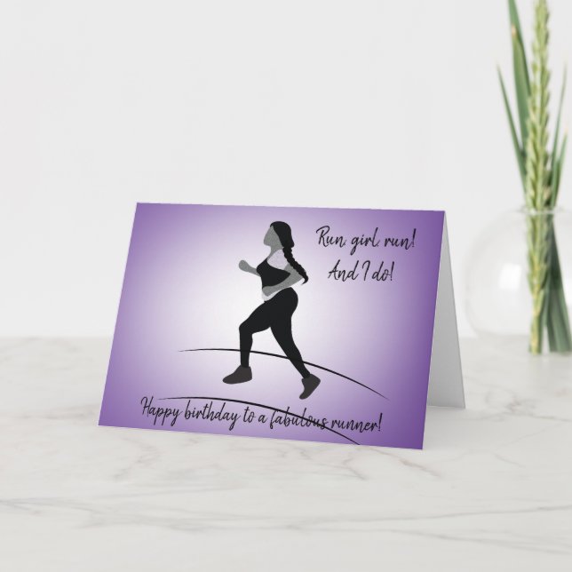Curvy Girl Runer avec carte d'anniversaire Plait (Devant)