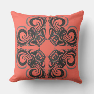 Curvy Graphite & Coral Retro Kissen