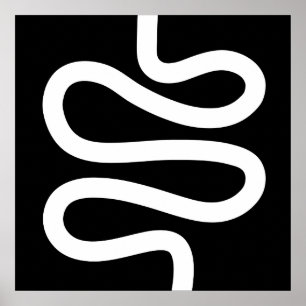 Curvy Line - Weiß auf Schwarz Poster