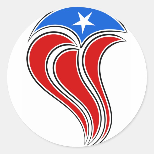 Curvy Puerto Rico Flag Design Runder Aufkleber (Vorderseite)