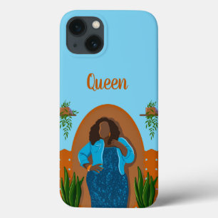 Curvy, Schwarze Frau, Hauspflanzen, Orange & Blau Case-Mate iPhone Hülle