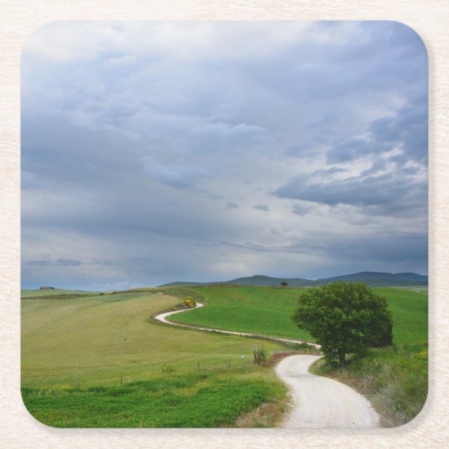 Curvy Straße in Richtung zu einem Rechteckiger Pappuntersetzer (Vorderseite)