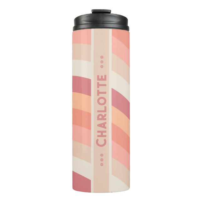Curvy Strip in Sunset Earth Personalisiert Thermosbecher (Vorderseite)