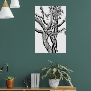 Curvy Tree in Schwarz-Weiß-Poster Art Poster