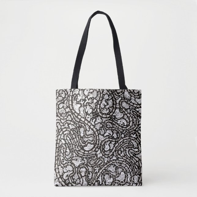 Curvy Twisty Cartoon Weird Faces Design Tasche (Vorderseite)