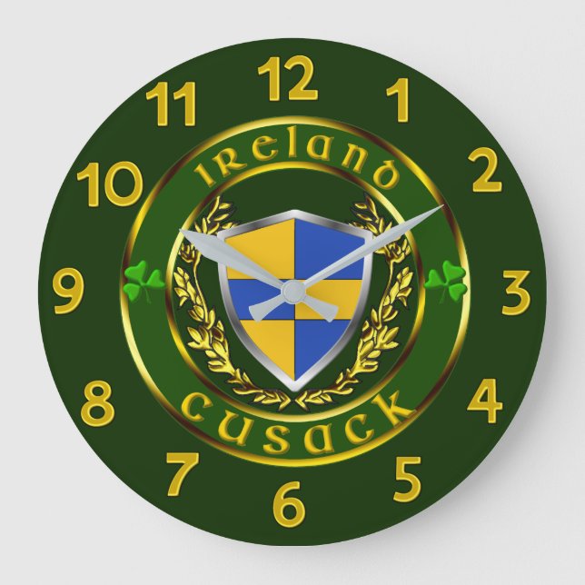 Cusack-Irischer Schild Große Wanduhr (Vorderseite)