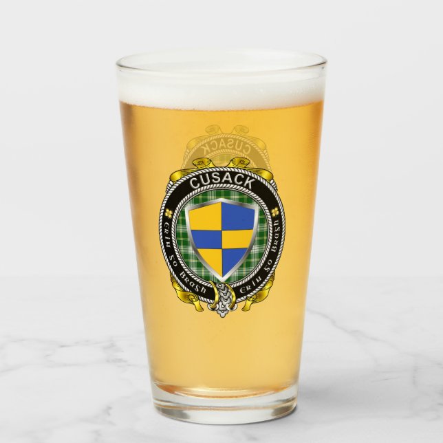 Cusack Irish Shield Bierglas Glas (Vorne (Gefüllt))