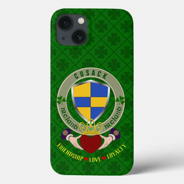 Cusack Irish Shield & Claddagh Personalisiert Case-Mate iPhone Hülle (Rückseite)