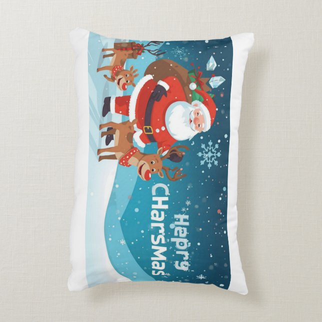 cuschion with Santa Claus and reindeer Dekokissen (Rückseite(Vertikal))