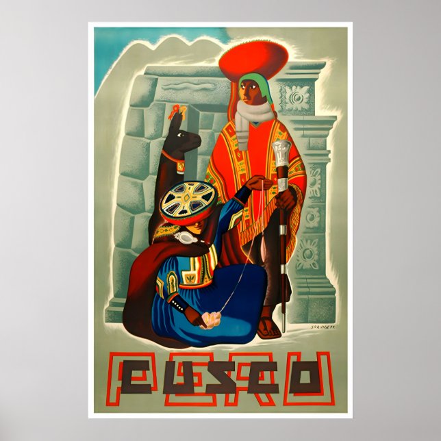 Cusco Kunst Peru Reise Poster Druck (Vorne)