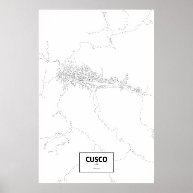 Cusco, Peru (schwarz auf weiß) Poster (Vorne)