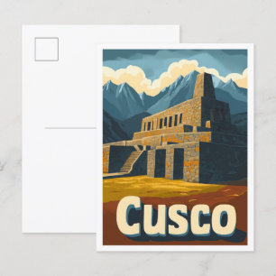Cusco Peru Vintage Reiseillustration Postkarte