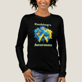 Cushing's Awareness Yellow and Blue Ribbon Tri-Blend Shirt