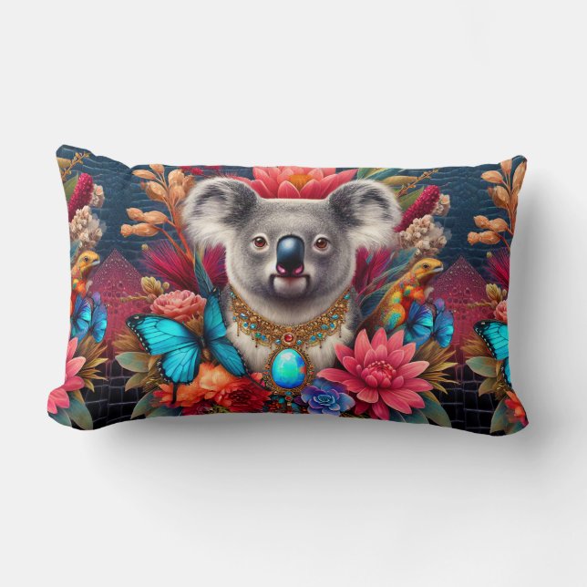 Cushion Koala Bear Australian Native Floral Design Lendenkissen (Vorderseite)