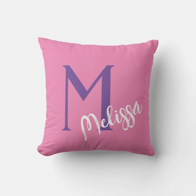 CUSHION rosa Monogramm Name personalisieren minima Kissen (Vorderseite)
