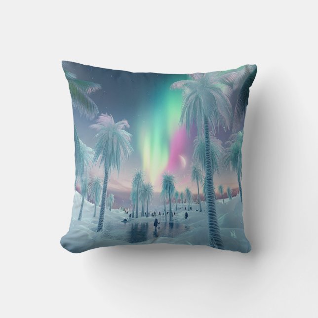 Cushion with Northern Lights and Palm Trees - Drea Kissen (Vorderseite)