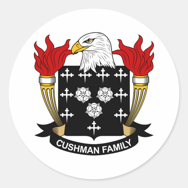 Cushman Familienwappen Runder Aufkleber (Vorderseite)