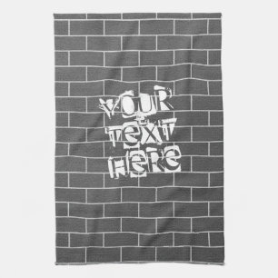 Cusrom Text Kitchen Towel Gray Brick Wall Geschirrtuch