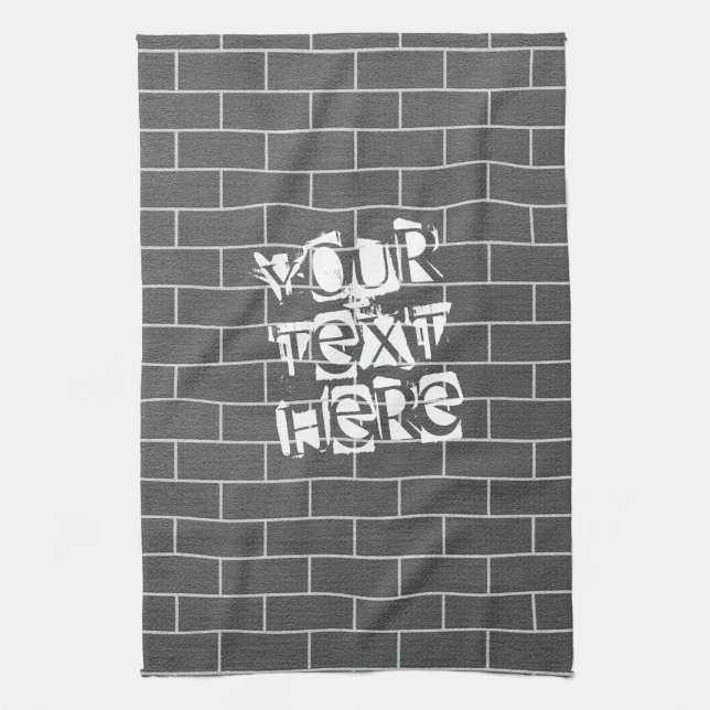 Cusrom Text Kitchen Towel Gray Brick Wall Geschirrtuch (Vertikal)