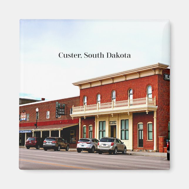 Custer, Dakota du Sud étiqueté photo Magnet (Devant)