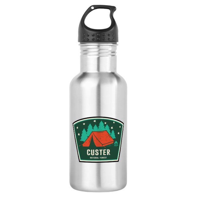 Custer National Forest Camping Edelstahlflasche (Vorderseite)