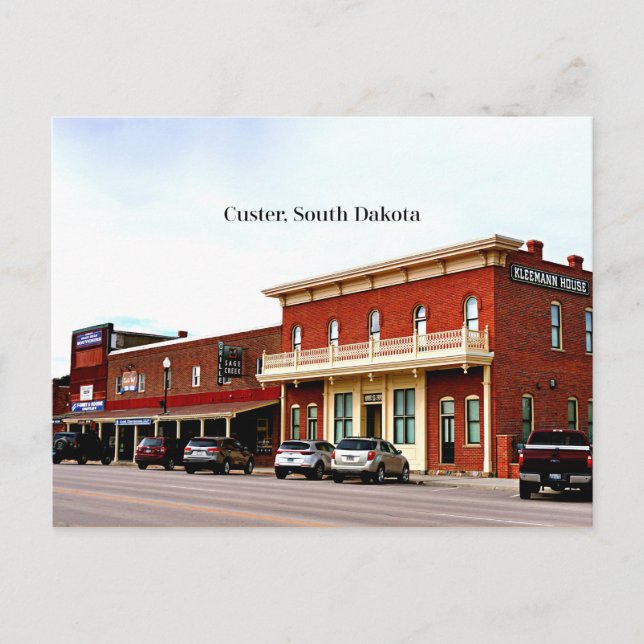 Custer, South Dakota mit Foto Postkarte (Vorderseite)