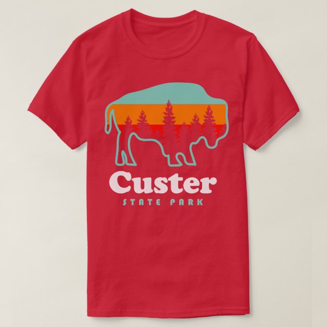Custer Staat Park Bison South Dakota Camping T-Shirt (Design vorne)