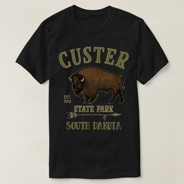 CUSTER STAAT PARK Bison South Dakota Souvenir T-Shirt (Design vorne)