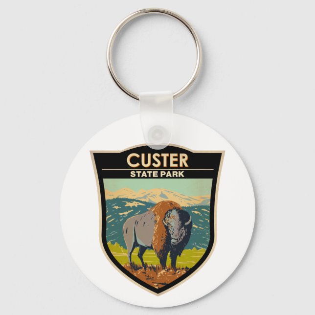 Custer Staat Park South Dakota American Bison Schlüsselanhänger (Vorderseite)