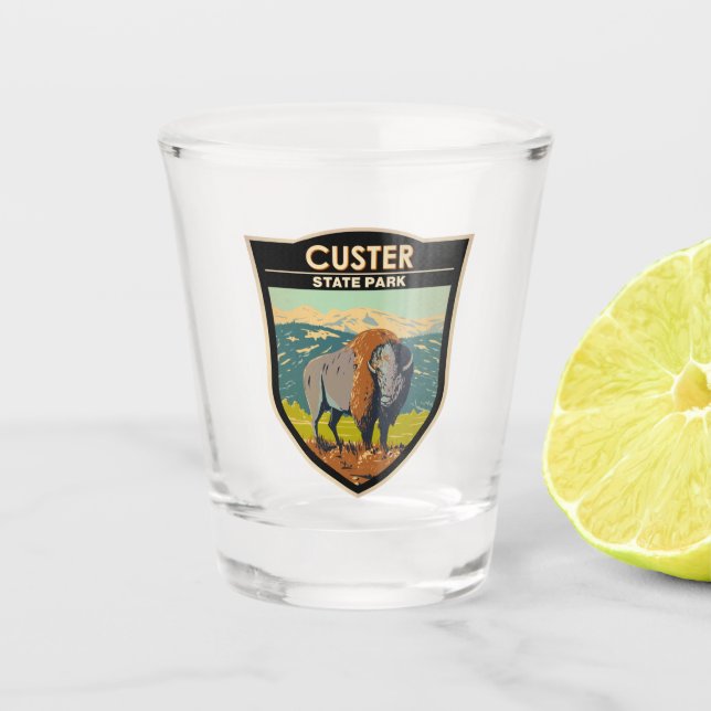 Custer Staat Park South Dakota American Bison Schnapsglas (Vorderseite)