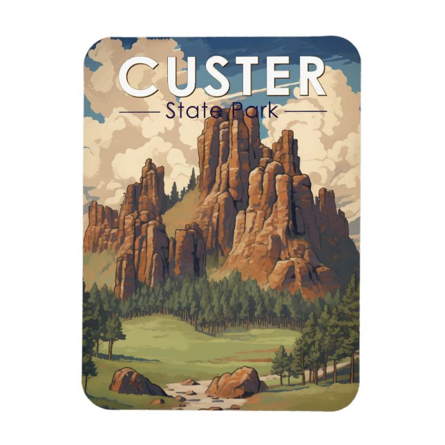 Custer Staat Park South Dakota Wandern Vintag Magnet (Vertikal)