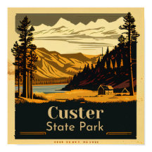 Custer Staat Park Square Vintag