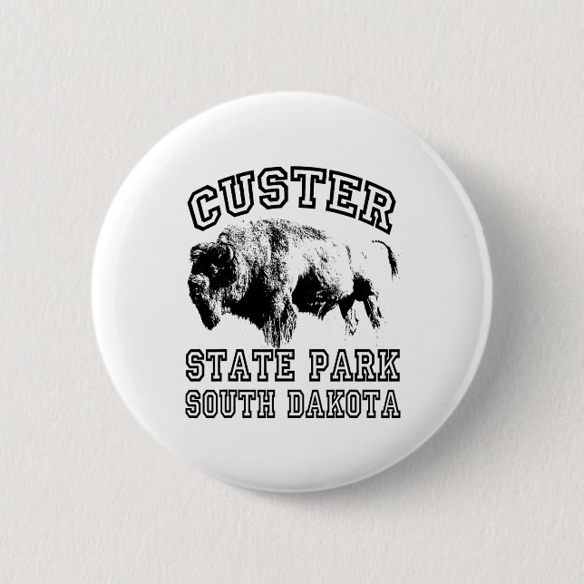 Custer State Park South Dakota Büffel Natur Wander Button (Vorderseite)