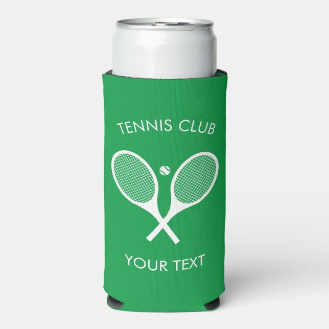 Custimizable Modern Green White Tennis Racket Selters Dosenkühler (Seltzer Vorderseite)