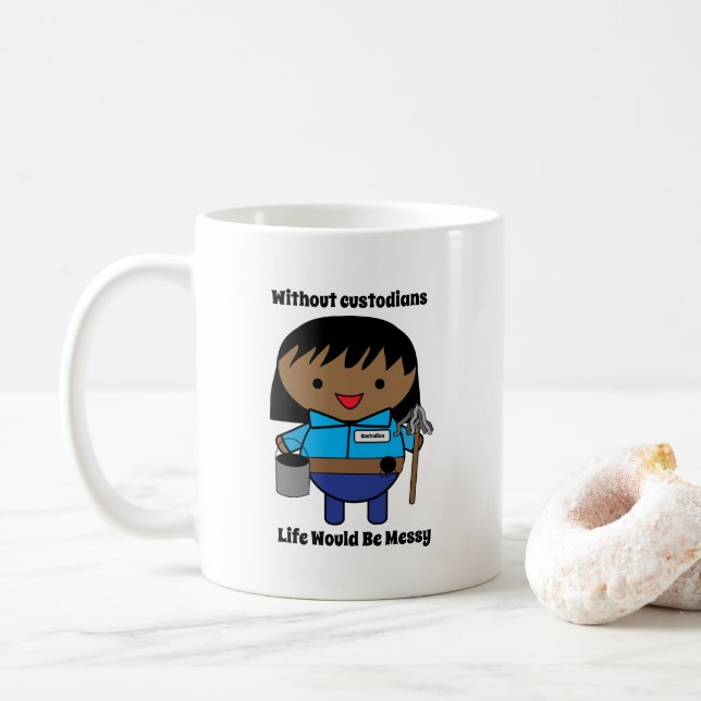 Custodian Janitor Black Female Persönlich Kaffeetasse (Mit Donut)