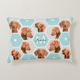 Custom 10 Pet Hund Foto Collage Monogramm Blau Gra Dekokissen